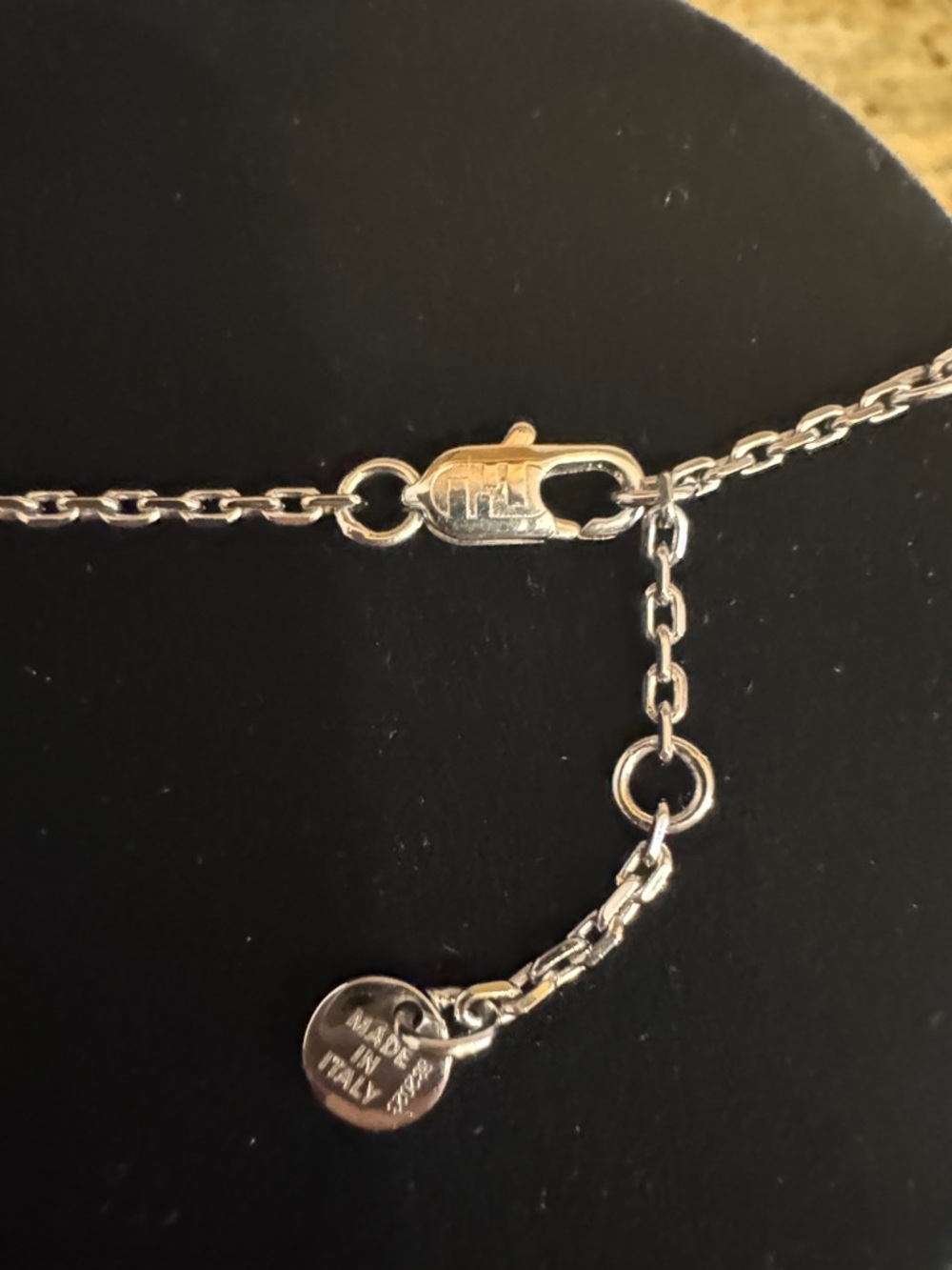 Fendi Shadow Necklace with a square pendant cable link chain, Palladium finish - Picture 3 of 11
